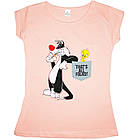 Розмір М на 42й Футболка Жіноча Персикового Кольори з Принтом і Написом, Літні Футболки, Модні Футболки., фото 7