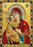 Набор алмазной вышивки "Владимирская икона Божией Матери " частичная выкладка ,мозаика 5d, 25х20 см