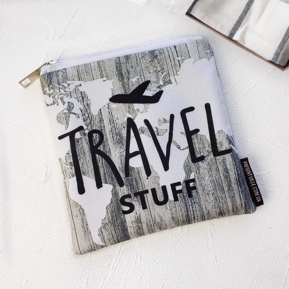 Косметичка квадратна Basic Travel stuff 16x16 см (KB_19M001_WH), фото 1