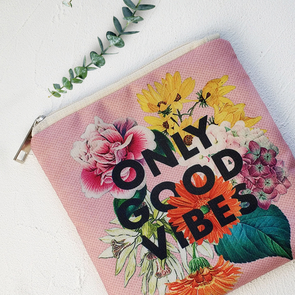Косметичка квадратна Basic Only good vibes 16x16 см (KB_19M007_SBR), фото 1