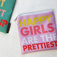 Косметичка квадратна Basic Happy girls are the prettiest 16x16 см (KB_19M022_WH)