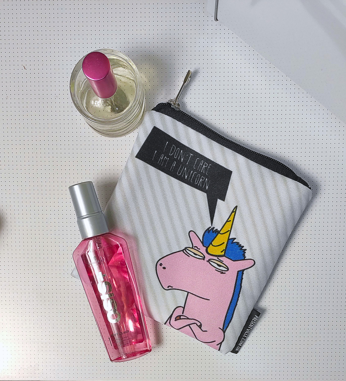 Косметичка квадратна Basic I don`t care I am a unicorn 16x16 см (KB_19N001_BL), фото 1