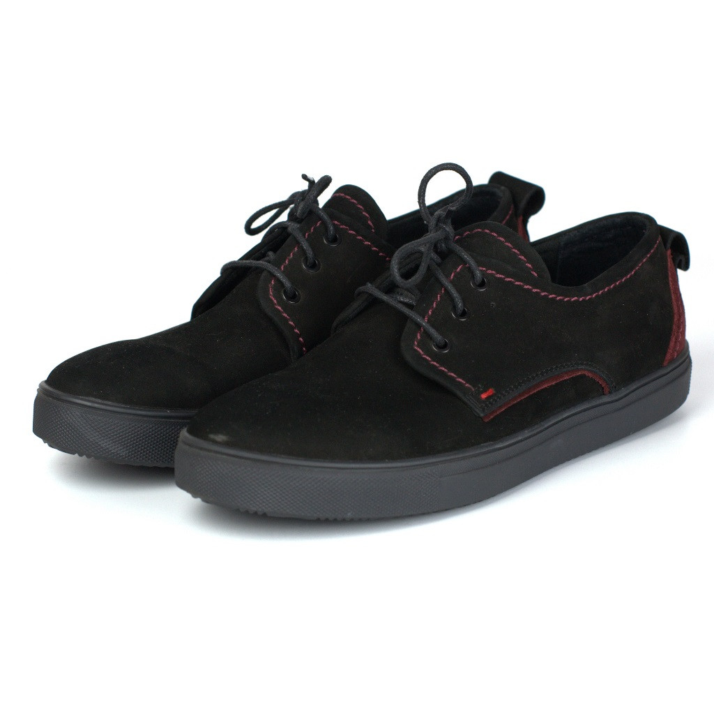 Чорні кросівки сліпони нубукові Велика взуття чоловіче 46 47 48 розміри Rosso Avangard Slip-On Black-Red NUB BS, фото 1