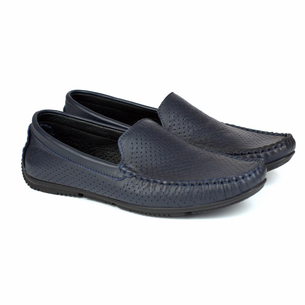 Мокасини сині шкіряні з перфорацією річна чоловіче взуття Rosso Avangard PerfBlu Fly, фото 1
