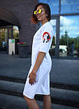 Плаття футболка з принтом купити оверсайз бавовна білий Київ, фото 2