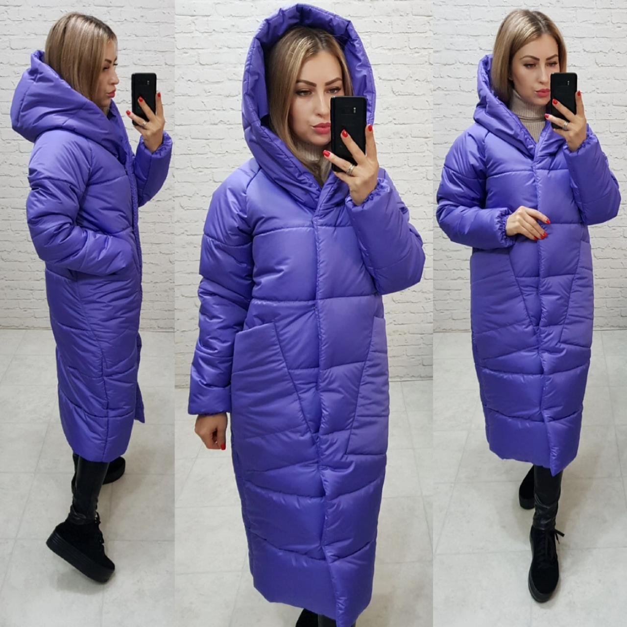 M500 Пальто - кокон зимовий в стилі ковдру ультрафіолетове