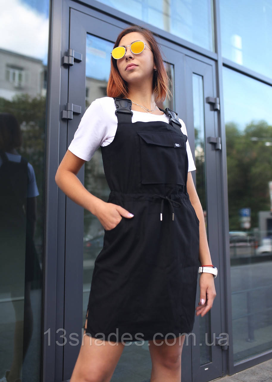 Комбінезон сарафан жіночий літній купити котоновий чорний Київ, фото 1