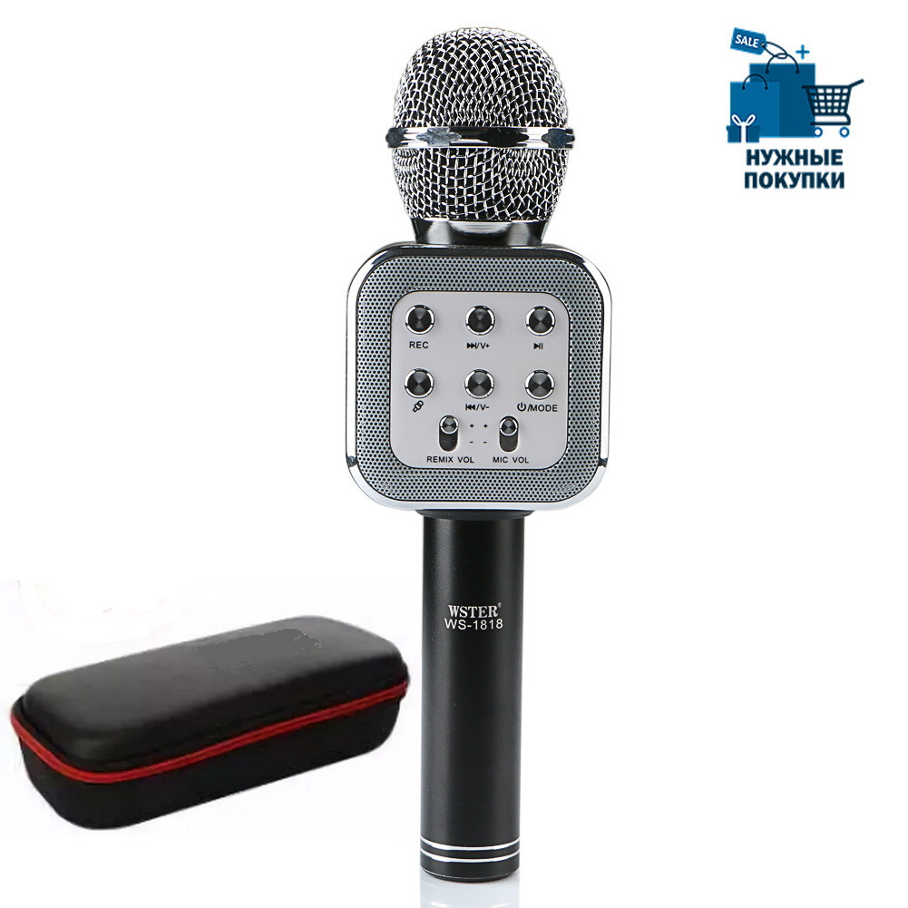 Мікрофон-Караоке Bluetooth WSTER WS-1818 Black + чохол