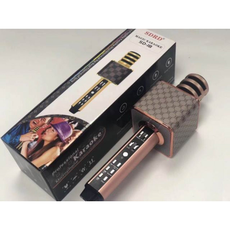 Бездротовий портативний Bluetooth мікрофон для караоке Magic Karaoke SD-18 Rose Gold