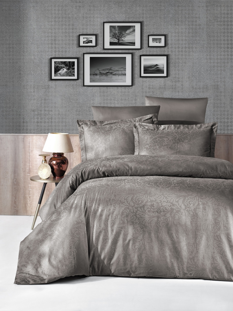 Постільна Білизна First Choice Jacquard Satin Tecna Vizon Сімейний