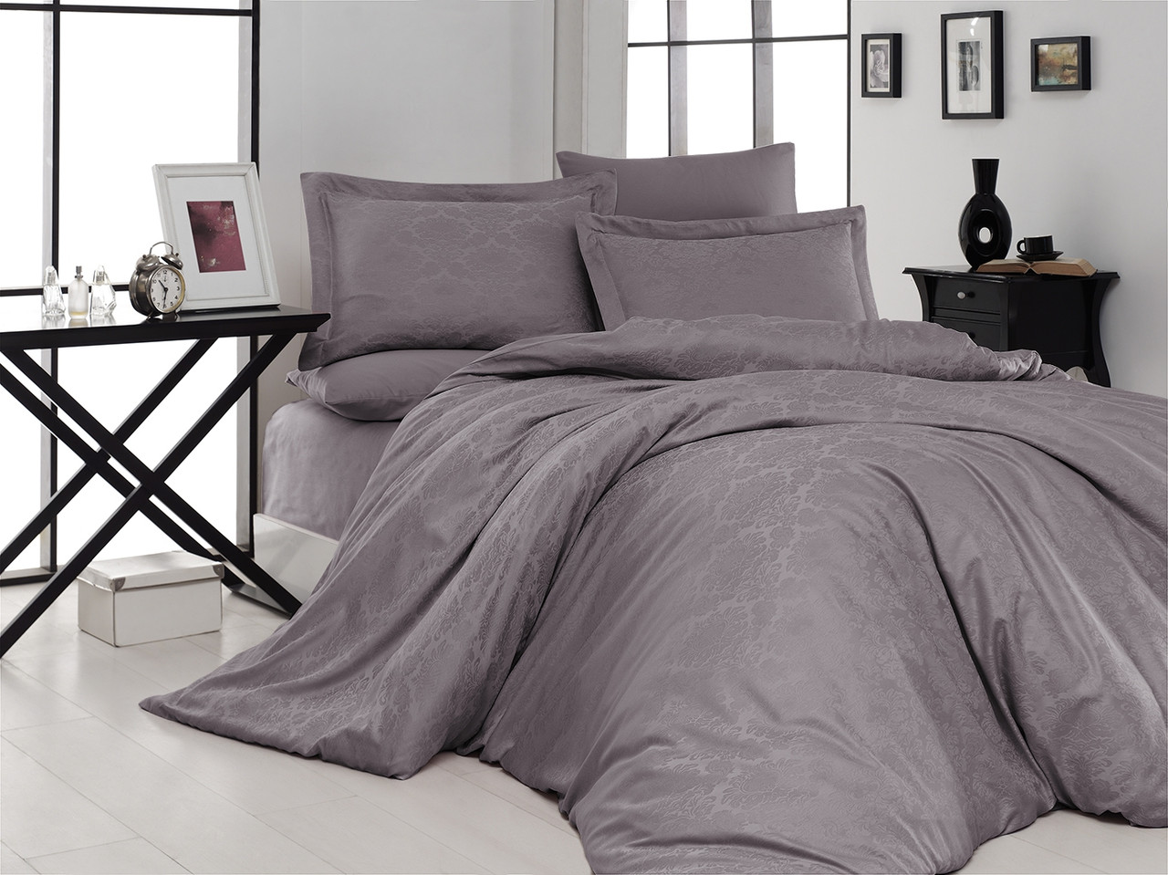 Постільна Білизна First Choice Jacquard Satin Senta Leylak
