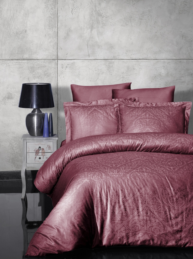 Сімейна Турецька Постільна Білизна First Choice Jacquard Satin Siray Visne 160х220см (2 шт)