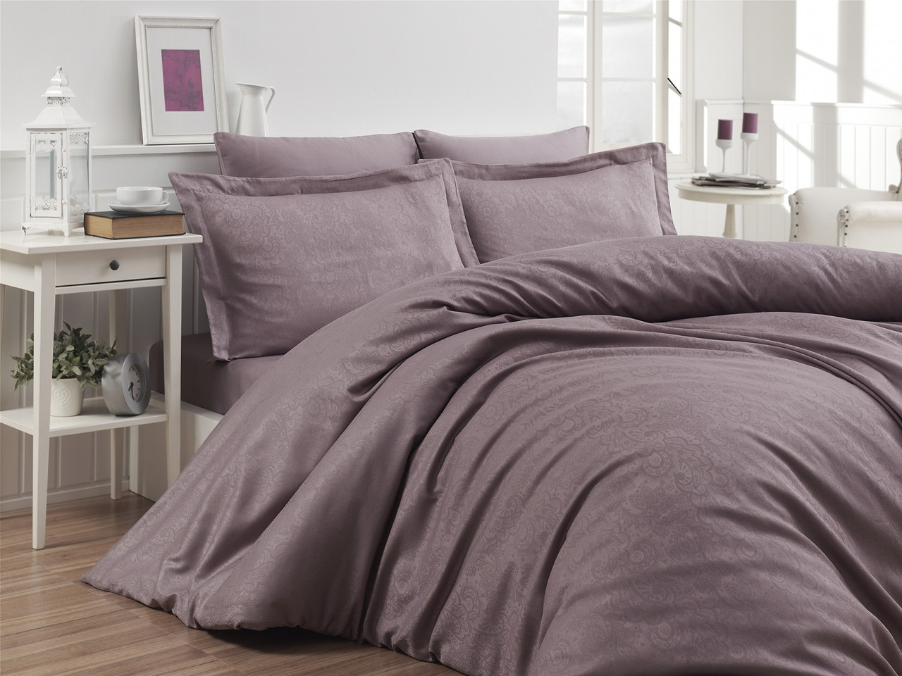 Постільна Білизна First Choice Jacquard Satin Sare Leylak