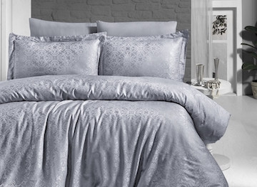 Турецкое Постельное Белье First Choice Jacquard Satin Lamone Gri, фото 1