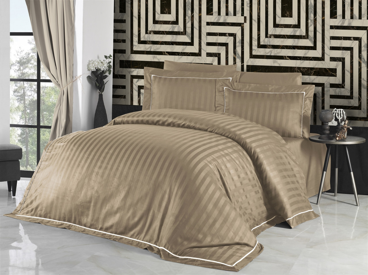 Постільна Білизна First Choice Deluxe Satin Square Novel Line Badem Сімейний, фото 1