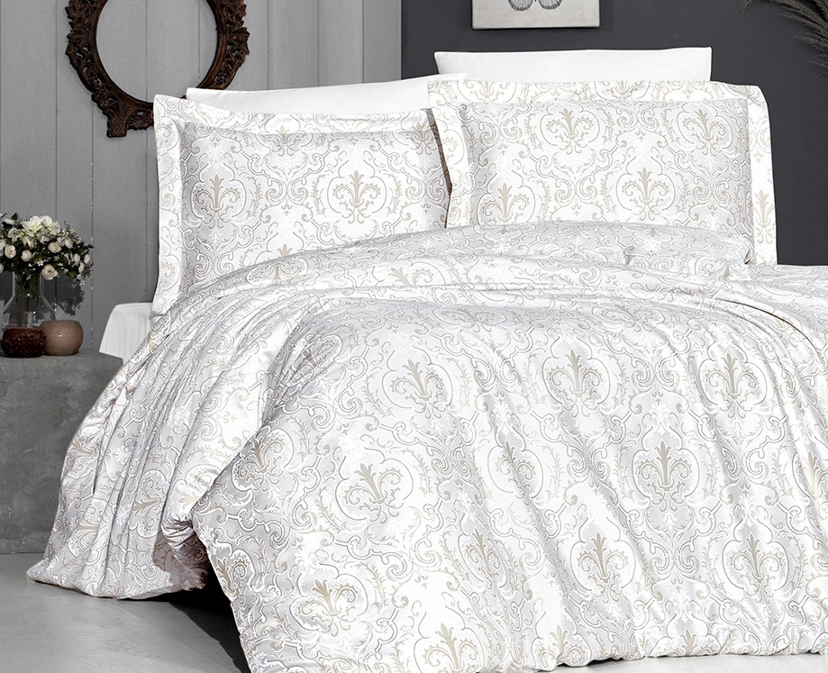 Постільна білизна сатин First Choice Cotton Satin Delmor Сream Туреччина двоспальна євро 200х220см, фото 1