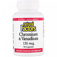 Natural Factors, хром и ванадий (90 капс.), Chromium, от сахара