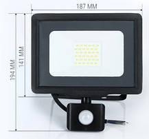 Світлодіодний прожектор LED BIOM 30W S5 Slim+SENSOR 6200K IP65, фото 5