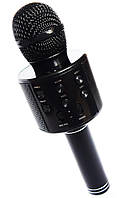 Микрофон для караоке, WS858, блютуз микрофон для пения, детский микрофон с динамиком (Черный) (ST)