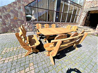 🌿 Мебель из массива дуба 1750х1100, комплект Oak Furniture 01. Стол и 4 лавки из дуба от производителя 3