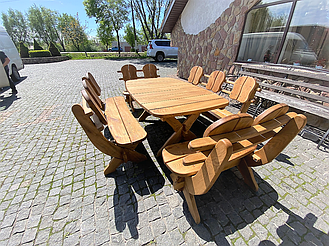 🌿 Мебель из массива дуба 1750х1100, комплект Oak Furniture 01. Стол и 4 лавки из дуба от производителя 8