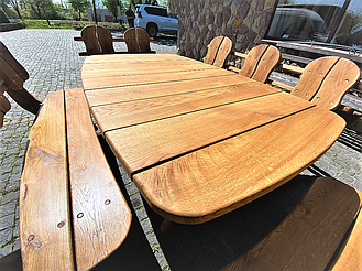 🌿 Мебель из массива дуба 1750х1100, комплект Oak Furniture 01. Стол и 4 лавки из дуба от производителя 12