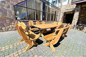 🌿 Мебель из массива дуба 1750х1100, комплект Oak Furniture 01. Стол и 4 лавки из дуба от производителя 13