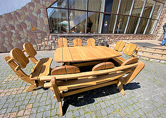 🌿 Мебель из массива дуба 1750х1100, комплект Oak Furniture 01. Стол и 4 лавки из дуба от производителя 16