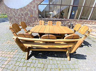 🌿 Мебель из массива дуба 1750х1100, комплект Oak Furniture 01. Стол и 4 лавки из дуба от производителя 23