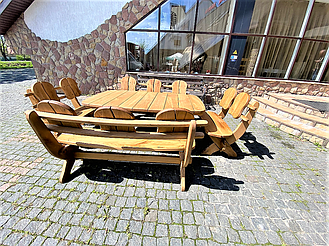 🌿 Мебель из массива дуба 1750х1100, комплект Oak Furniture 01. Стол и 4 лавки из дуба от производителя 24