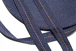 Тесьма Стрічка кіперна 20мм синій+1п помаранчевий бобіна 50м