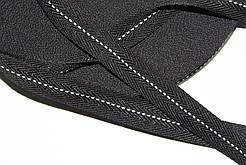 Тесьма Стрічка кіперна 20мм чорний+1п білий бобіна 50м