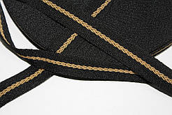 Тесьма Стрічка кіперна 20мм чорний+1п бежевий бобіна 50м