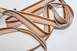 Тесьма Стрічка кіперна 20мм білий+бежевий+гірчиця бобіна 50м