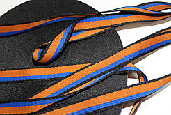Тесьма Стрічка кіперна 20мм чорний+бірюзовий+гірчиця бобіна 50м