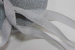 Тесьма Стрічка кіперна 20мм білий+срібло бобіна 50м