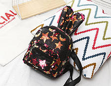 Рюкзак із паєтками в зірки та вушками Зайчика, фото 2