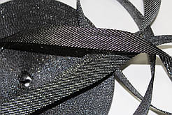 Тесьма Стрічка кіперна 20мм чорний+срібло бобіна 50м