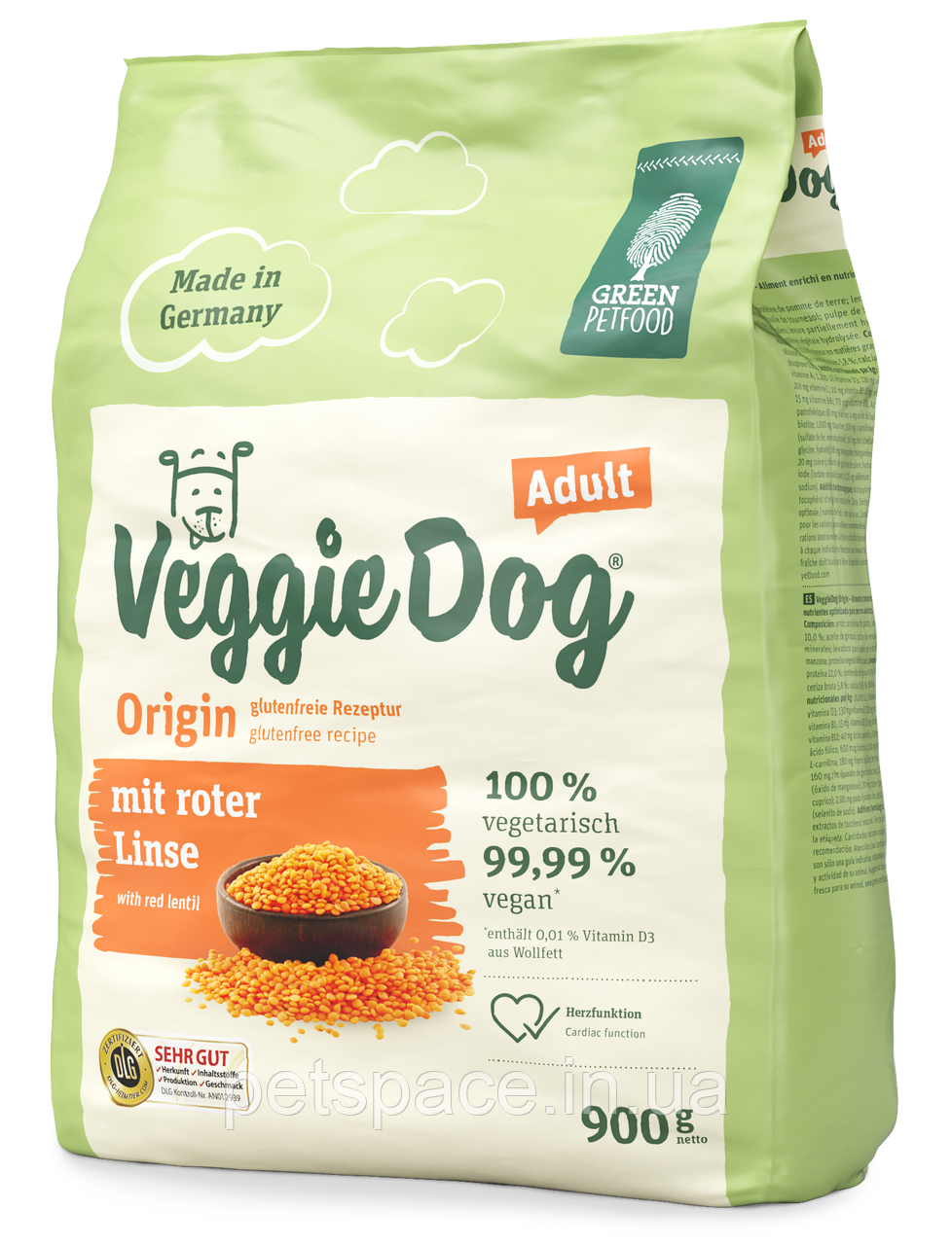Green Petfood Veggie Dog Origin Adult (Грин Петфуд для дорослих собак з сочевицею) 900г.