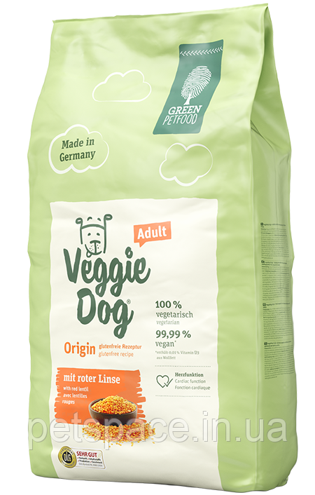 Green Petfood Veggie Dog Origin Adult (Грин Петфуд для дорослих собак з сочевицею) 10кг.