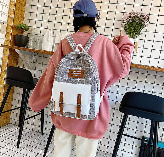 Купить Большой тканевый рюкзак в клетку для школы, цена 531 ₴ — Prom.ua ...