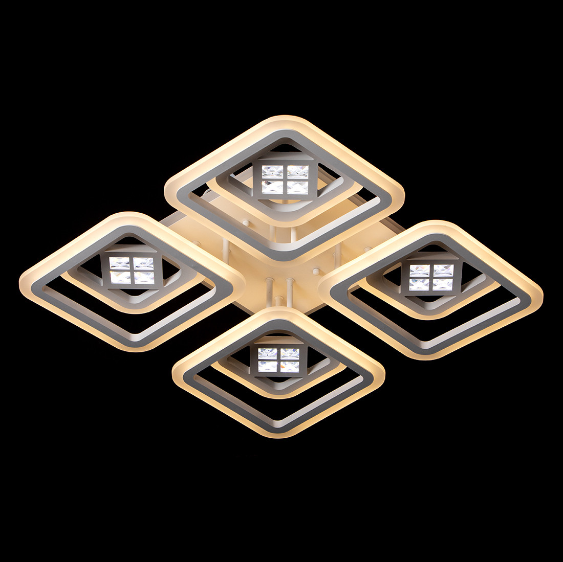 Світлодіодна люстра квадрат з пультом керування й підсвіткою RGB біла 224W+10W 560*560*120