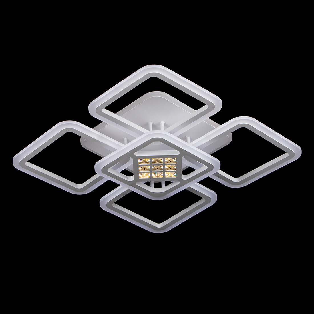 Світлодіодна люстра квадрат із пультом керування й підсвіткою RGB біла