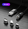 Оригінальний Магнітний кабель для заряджання Uslion 3 в 1 (Lightning (iPhone), micro USB, T-C), 360° + 180° Срібло, фото 11