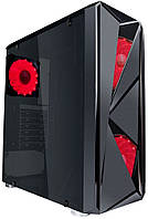Корпус 1STPLAYER Firerose F4-3A1 -15  LED RED w/o PSU