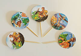 Топери Земля до початку часів. Динозаврики для кексів, мафінів, капкейків (10 шт.) —