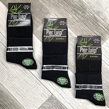 Шкарпетки чоловічі з сіткою бамбук Pier Luigi, антибактеріальні, без шва, чорні, 02369