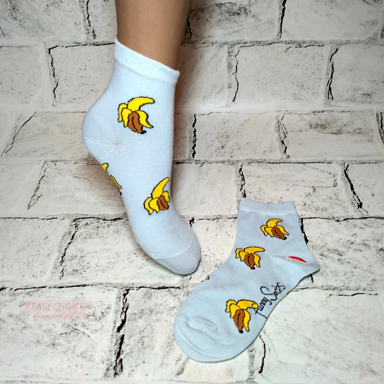 Шкарпетки дитячі для дівчинки, принт банан, 10-12 років