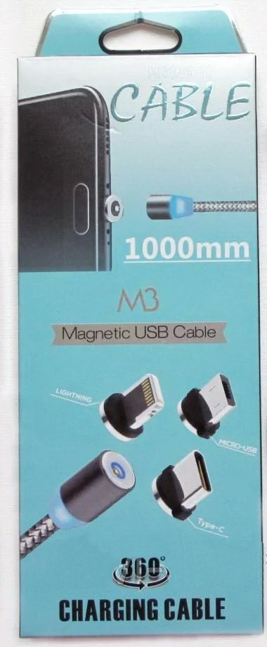 Магнітний кабель для швидкої зарядки micro USB довжиною 1 м в упаковці