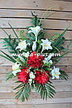 Штучні квіти - Поминальний букет "Хризантема, лілія", 70 см, фото 5